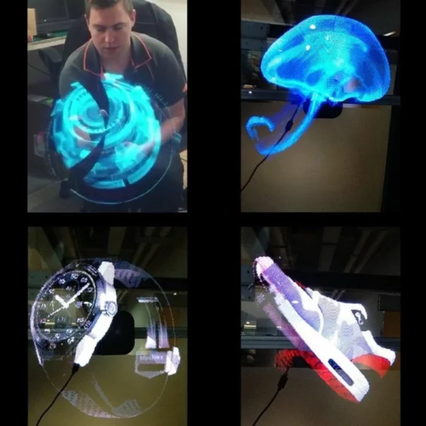 Zapatillas, paraguas y mas objetos proyectados con el holograma